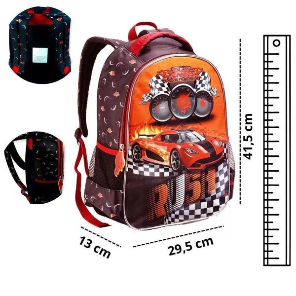 Imagem de Mochila Infantil Escolar Grande Resistente Menino Carros