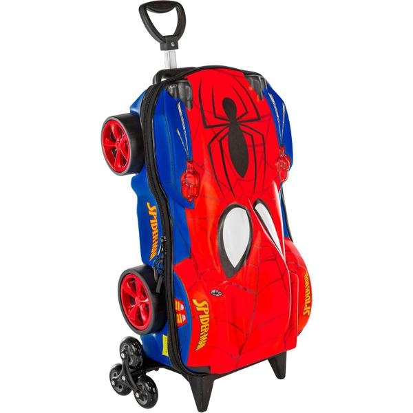 Imagem de Mochila Infantil Escolar Homem Aranha Com Rodinha Tripla Menino Azul Vermelho - Maxtoy Diplomata