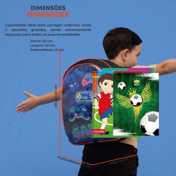 Imagem de Mochila Infantil Escolar Masculino Reforçada Menino Cristal Grande Juvenil Gamer