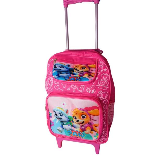 Imagem de Mochila Infantil Escolar Menina De Rodinha Feminina Patrulha Canina Rosa Novo