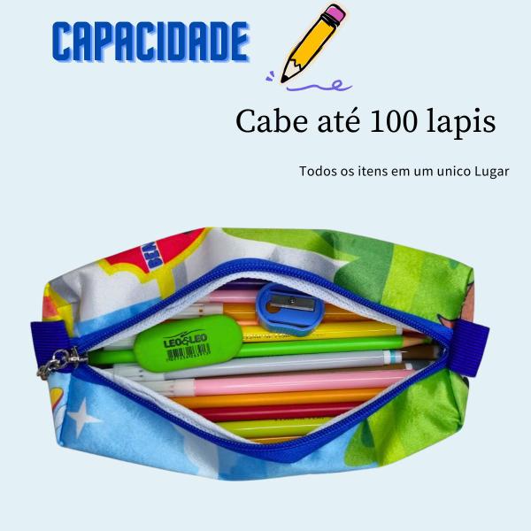 Imagem de Mochila Infantil Escolar Meninos Masculino Criança Bolsa + Estojo Grande + Lancheira Térmica 