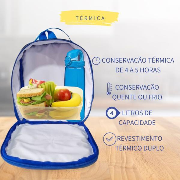 Imagem de Mochila Infantil Escolar Meninos Masculino Criança Bolsa + Estojo Grande + Lancheira Térmica 