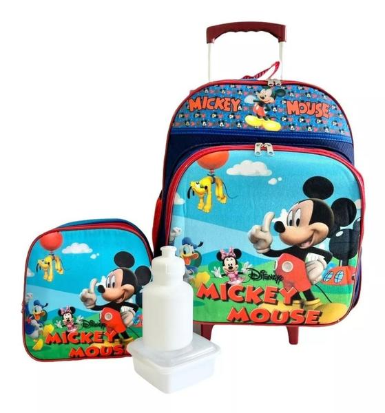 Imagem de Mochila Infantil Escolar Mickey Mouse Rodinha G F4 Lancheira