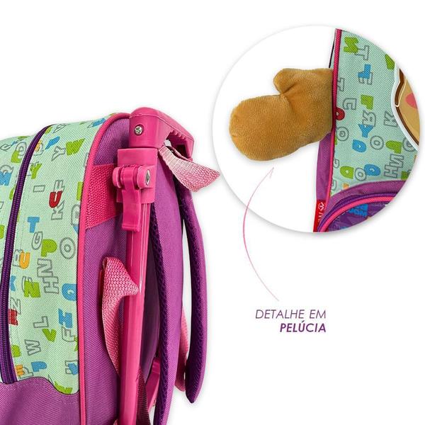 Imagem de Mochila Infantil Escolar Rena Rodinha Rosa