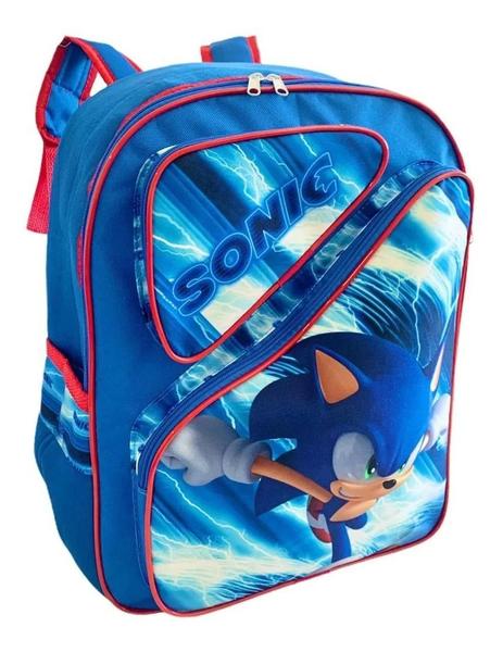 Imagem de Mochila Infantil Escolar Sonic Costas Meninos 2 Bolsos G F5