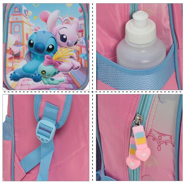 Imagem de Mochila Infantil Escolar stitch e angel Personalizada Tam G