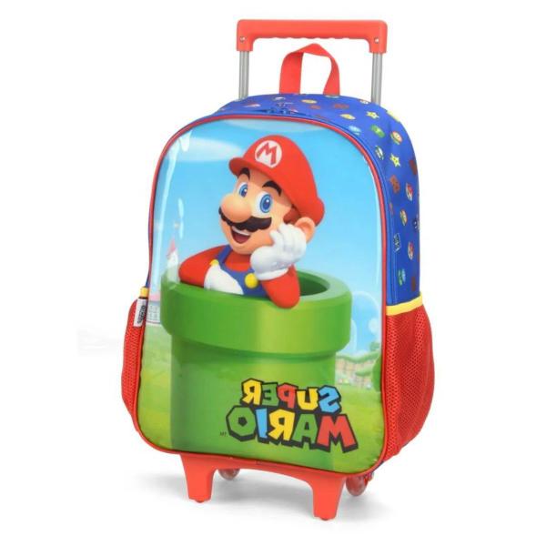 Imagem de Mochila Infantil Escolar Super Mario de Rodinhas Vermelho