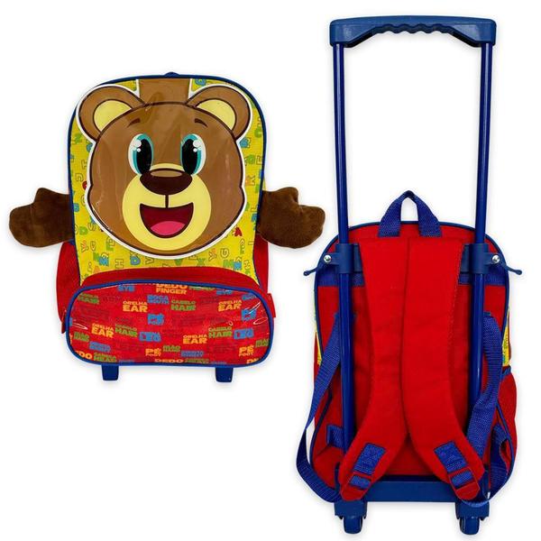 Imagem de Mochila Infantil Escolar Ursinho Rodinha Amarela e Vermelha - Rocie