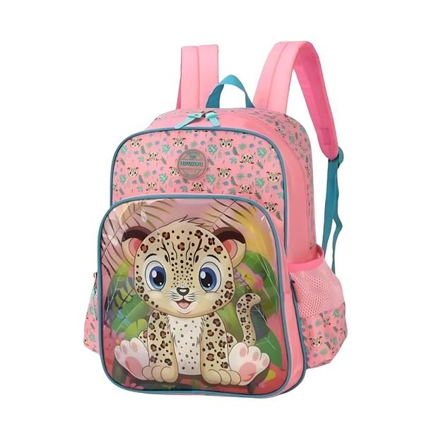 Imagem de Mochila Infantil + Estojo Onça UP4YOU Luxcel Salmão