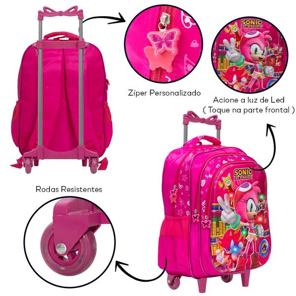 Imagem de Mochila Infantil Feminina Amy Rose Led Rodinha