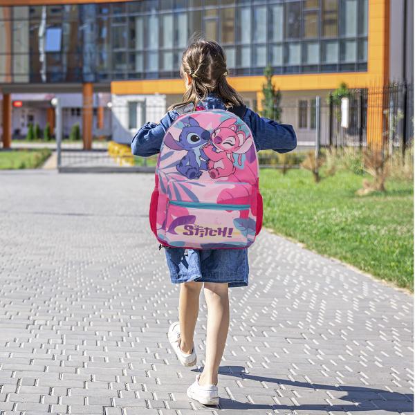 Imagem de Mochila Infantil Feminina Costas Stitch Passeio Juvenil Rosa