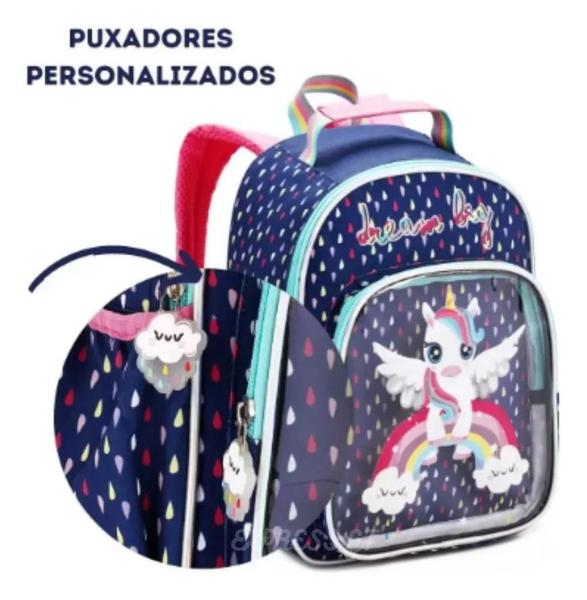 Imagem de Mochila Infantil Feminina Escolar Unicórnio Costas Grande