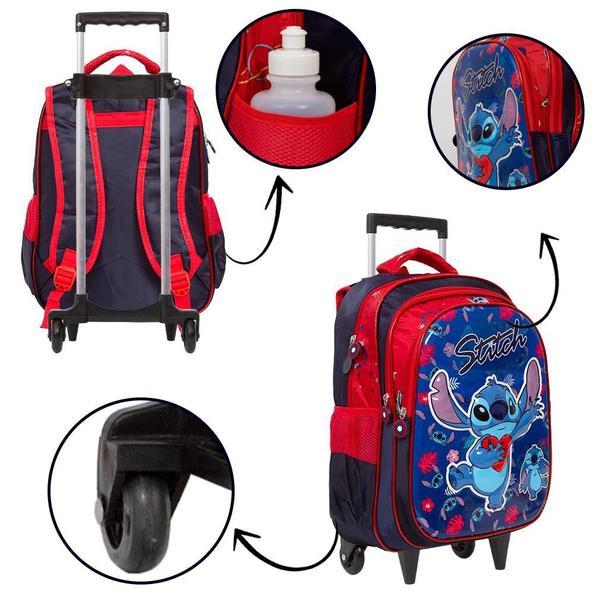 Imagem de Mochila Infantil Feminina Grande Stitch Rodinhas 3D Toys 2U