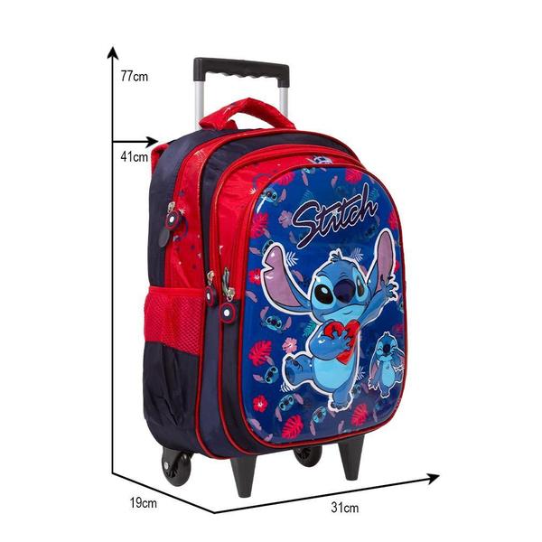 Imagem de Mochila Infantil Feminina Grande Stitch Rodinhas 3D Toys 2U