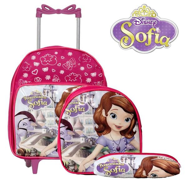 Imagem de Mochila Infantil Feminina Pequena Princesinha Sofia Rodinhas