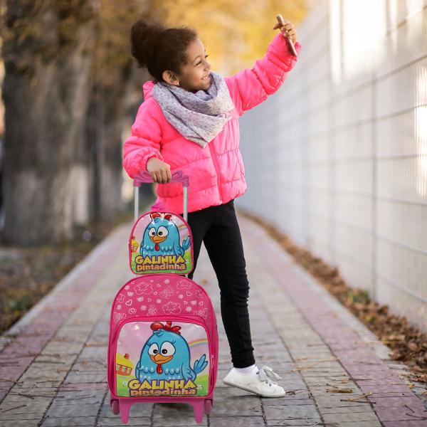 Imagem de Mochila Infantil Feminina Rodinha Galinha Pintadinha Pequena