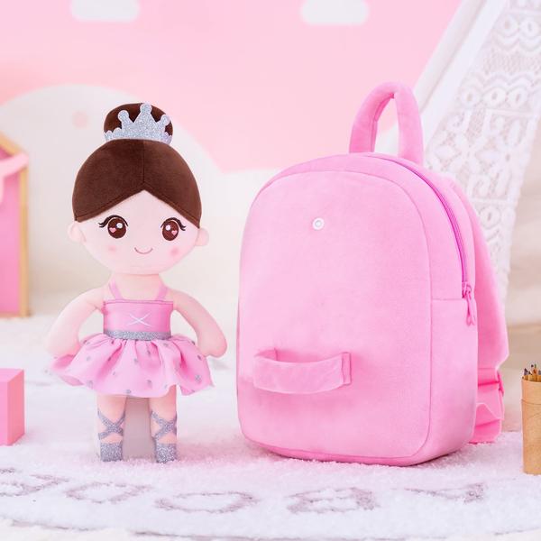 Imagem de Mochila infantil Gloveleya com boneca de bailarina macia rosa 2+