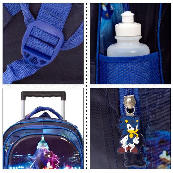 Imagem de Mochila Infantil Grande Sonic Rodinhas Reforçada Lançamento