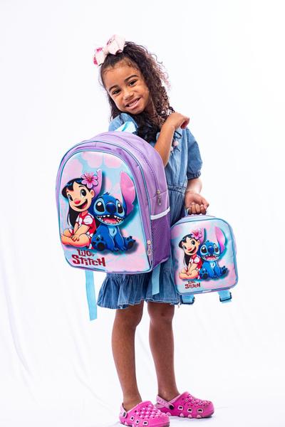 Imagem de Mochila Infantil Kit Escolar Lilo Stitch Menina + Lancheira + Estojo