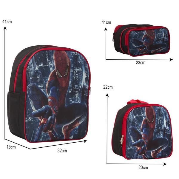 Imagem de Mochila Infantil Masculina Homem Aranha Costas Com Lancheira