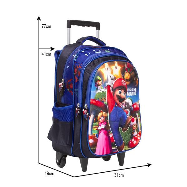 Imagem de Mochila Infantil Masculina Juvenil Super Mario Carrinho