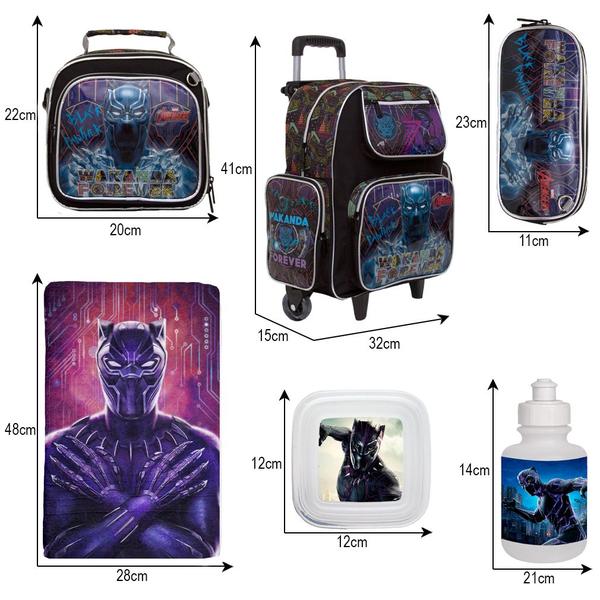 Imagem de Mochila Infantil Masculina Pantera Negra + Itens Toys 2U