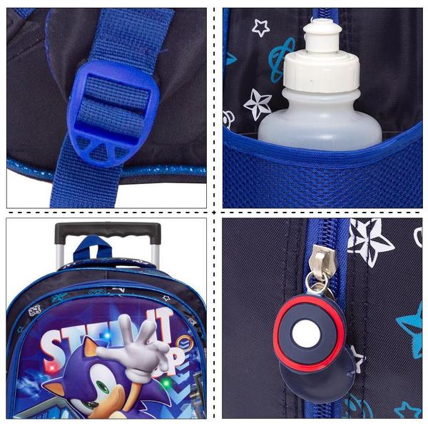 Imagem de Mochila Infantil Masculina Rodinha Sonic 3D Led Toys 2U