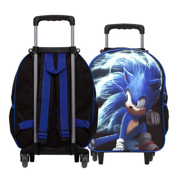 Imagem de Mochila Infantil Masculina Rodinha Sonic Lancheira Térmica