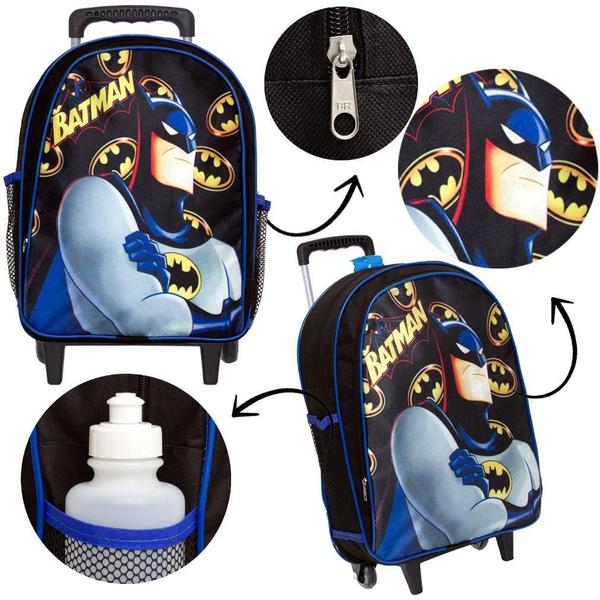 Imagem de Mochila Infantil Masculina Rodinhas Batman Lancheira Estojo