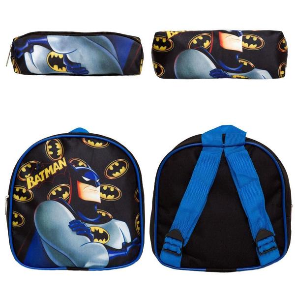 Imagem de Mochila Infantil Masculina Rodinhas Batman Lancheira Estojo