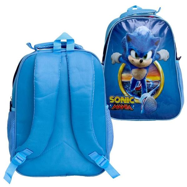 Imagem de Mochila Infantil Masculina Sonic Costa Lancheira Estojo ul