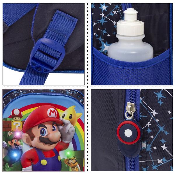 Imagem de Mochila Infantil Masculina Super Mario 3D Costas Led Tam G