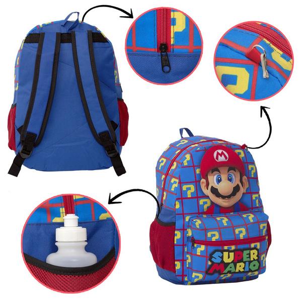 Imagem de Mochila Infantil Masculina Super Mario Juvenil Costas Azul