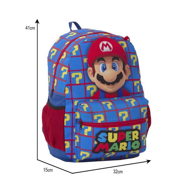 Imagem de Mochila Infantil Masculina Super Mario Juvenil Costas Azul