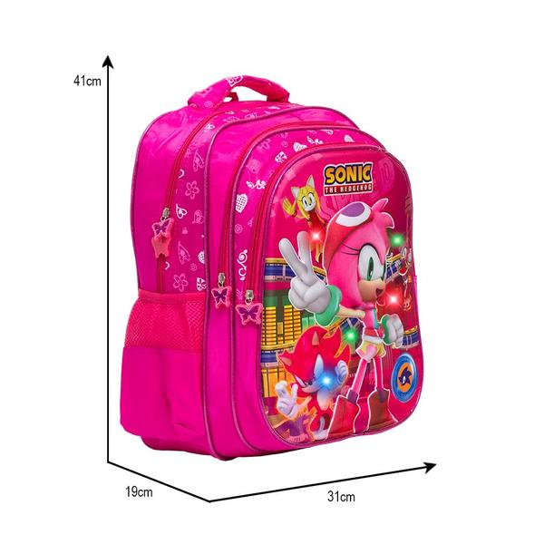 Imagem de Mochila Infantil Menina Amy Sonic Com Led