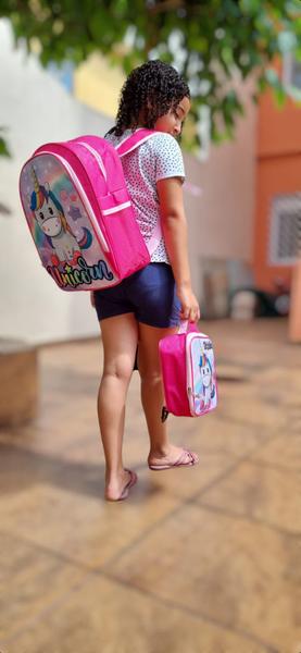 Imagem de Mochila Infantil Menina Bolsa Escolar + Lancheira Térmica Feminina