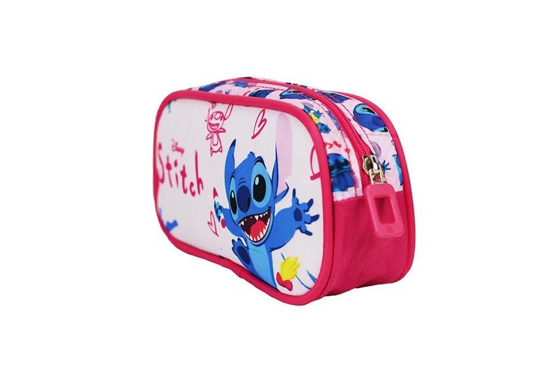 Imagem de Mochila Infantil Menina Escolar Lancheira e Estojo Rosa Lilo e Stitch