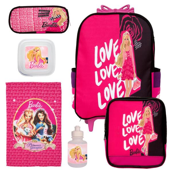 Imagem de Mochila Infantil Menina Rodinha Barbie Aula e Itens Toys 2U