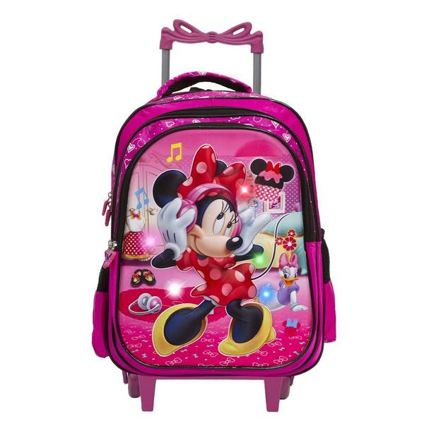 Imagem de Mochila Infantil Menina Rodinha Minnie Mouse 3D Led Toys 2U