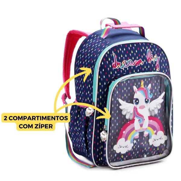 Imagem de Mochila Infantil Meninas Escolar Passeio Unicornio Denlex