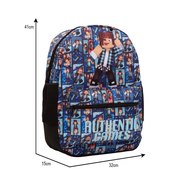 Imagem de Mochila Infantil Menino Authentic Games Juvenil Costas Tam G