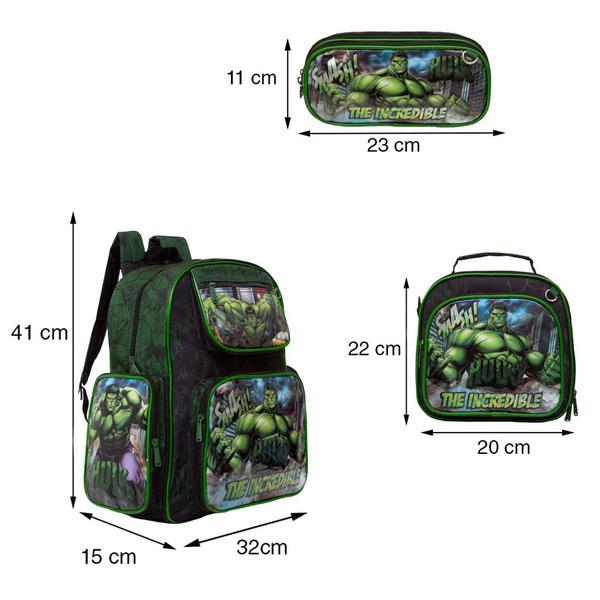 Imagem de Mochila Infantil Menino Costas Hulk Preta Reforçada Toys 2U