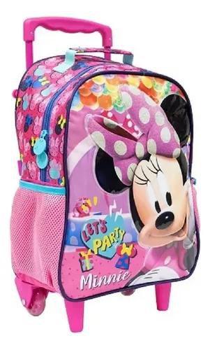 Imagem de Mochila Infantil Minnie Mouse Festa Rodinhas Tam Grande Rosa