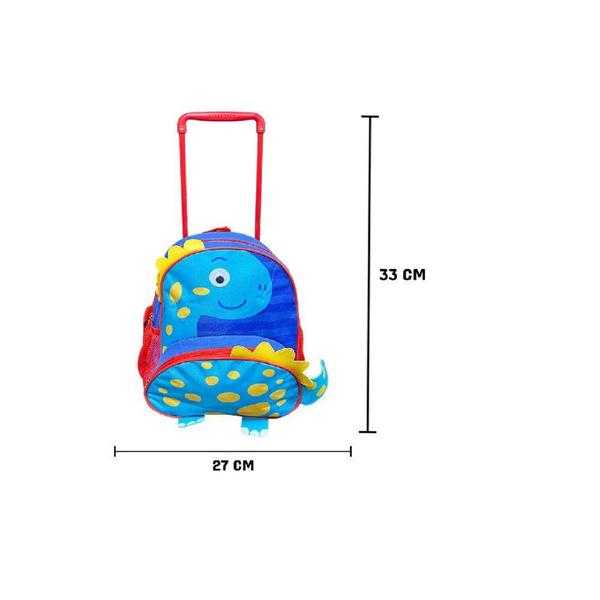 Imagem de Mochila Infantil Rodinha Dinossauro Azul "13" - Clio Pets