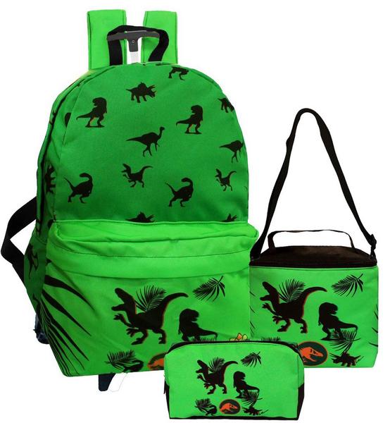 Imagem de Mochila Infantil Rodinha Dinossauro Menino Reforçada Impermeável Kit Lancheira Térmica + Estojo