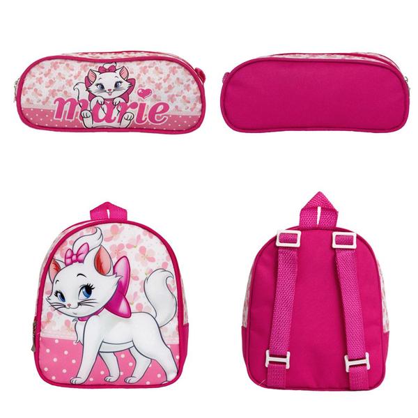 Imagem de Mochila Infantil Rodinha Gatinha Marie Lancheira Estojo Rosa