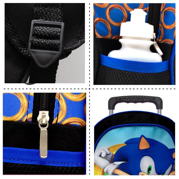 Imagem de Mochila Infantil Rodinha + Lancheira e Estojo - Sonic Dash