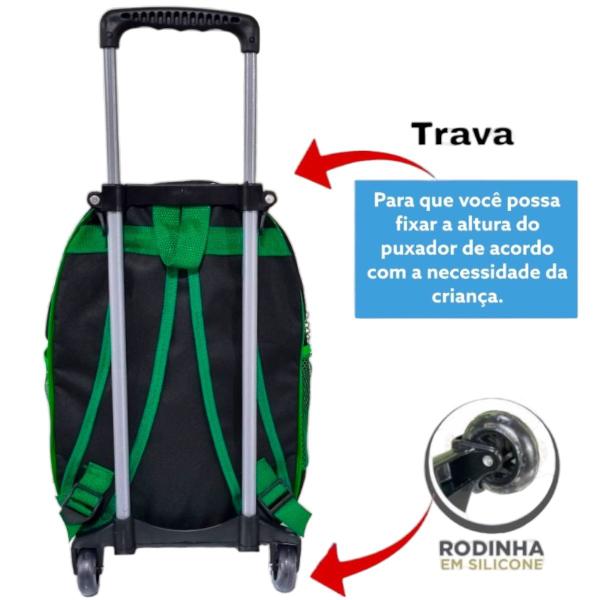 Imagem de Mochila Infantil Rodinha Masculina Escola + Lancheira Térmica + Estojo Grande