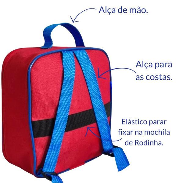 Imagem de Mochila Infantil Rodinha Menino Escolar Masculina Criança + Lancheira Térmica + Estojo Grande