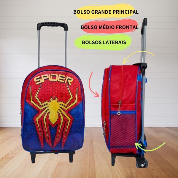 Imagem de Mochila Infantil Rodinha menino Masculina Escolar Reforçada- Lançamento Spider